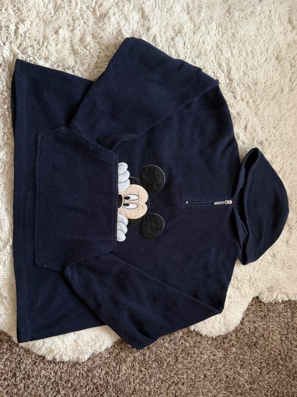 Disney Parks Vintage Peek-A-Boo Mickey Mouse Fleece Quarter Zip Hoodie Size M